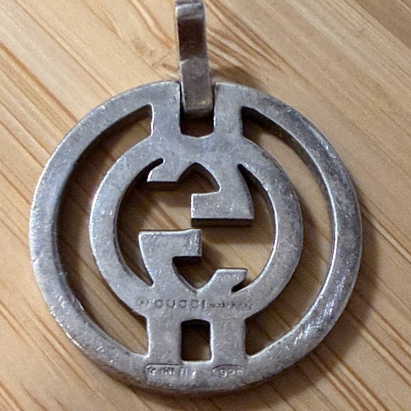 Vintage Silver Pendant with Double G Design